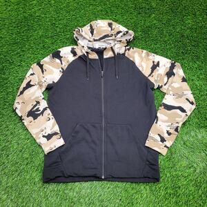 NIKE Dri-Fit Camo Zip Hoodie Jacket Medium 21x26 Raglan Baggy Polyester